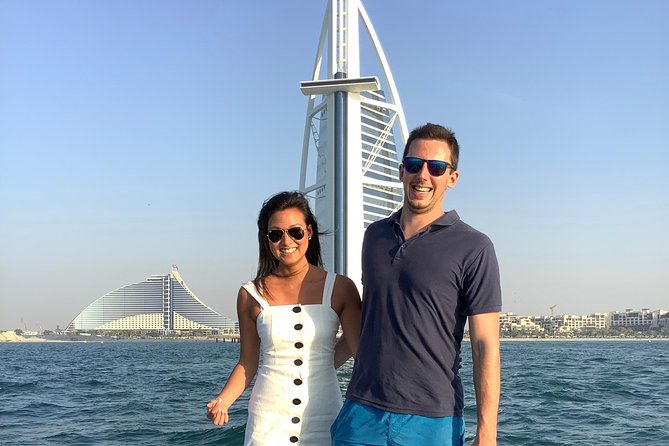 90-Min Speed Boat: Burj Al Arab, Atlantis, Ain Dubai & Ice Cream! - Stop 1: Burj Al Arab from the sea (and why that view hits)