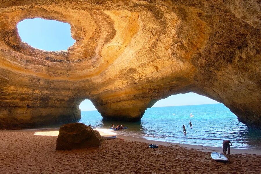 Albufeira: Benagil Caves & Dolphin Watching Speed Boat Tour - The short swim stop: crystal water, but only if the sea cooperates