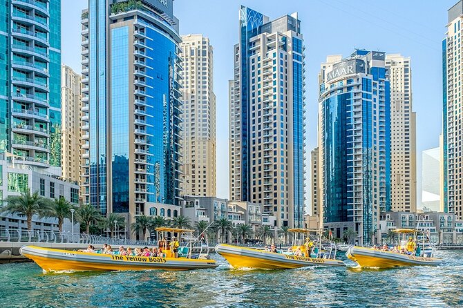 Dubai Marina Guided Sightseeing High-Speed Boat Tour - Bluewaters and JBR: big Ferris wheel energy plus waterfront life