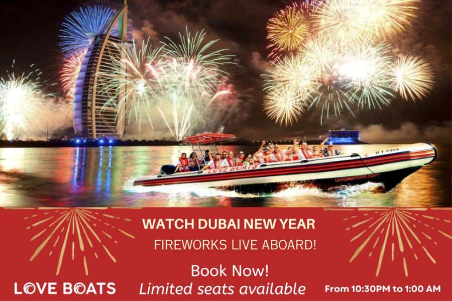 Dubai - New Year's Eve Fireworks show on a Speedboat - Speedboat comfort in 2.5 hours: drinks, blankets, and safety gear