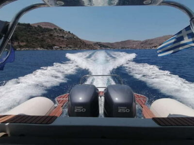 From Faliraki : Speedboat tour kalithea caves&antony kouin - Getting on board at Faliraki Harbor and rolling with an English-speaking guide