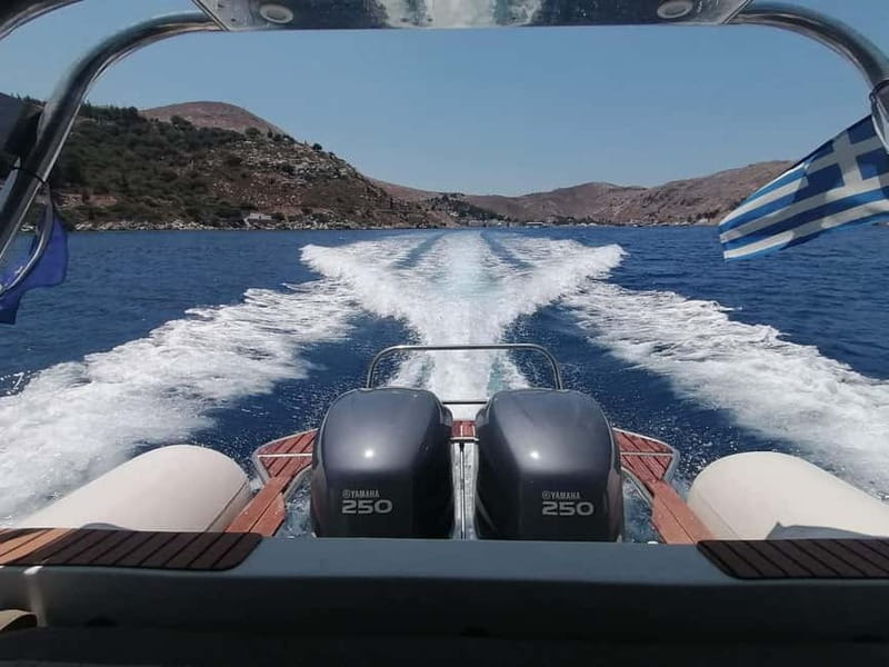 From Faliraki : Speedboat tour kalithea caves&antony kouin - Getting on board at Faliraki Harbor and rolling with an English-speaking guide