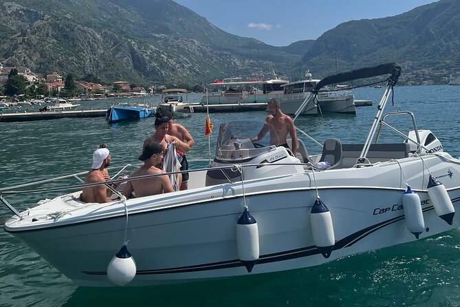 From Kotor: Boat to Blue Cave & Lady of the Rocks &Submarine Base - What the speedboat ride is really like: bumpy, loud, and lively