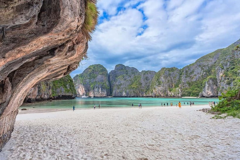 From Phi Phi: Sunset & Plankton Swim Tour By Speedboat - Monkey Beach: quick sand-and-shade before the real snorkeling