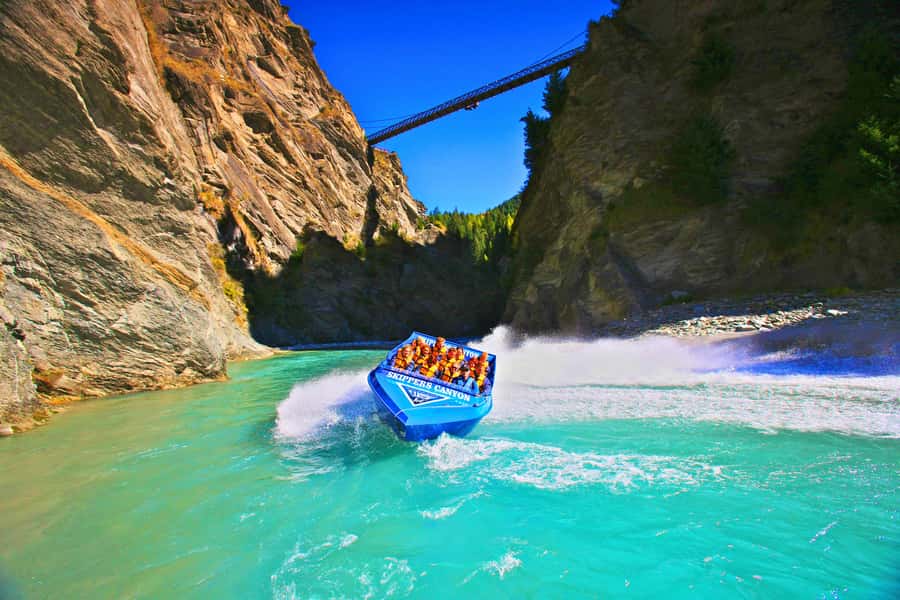 From Queenstown: Skippers Canyon Jet Boat Ride - The 30-minute Upper Shotover jet boat ride: spins, spray, and canyon-wall flying