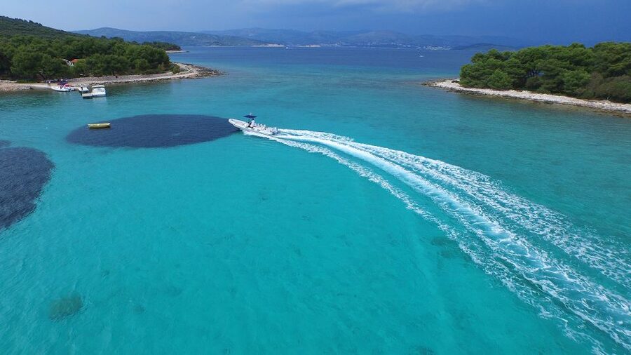 From Split: Blue Lagoon and Trogir Half-Day Speedboat Tour - The first water run: crossing by speedboat and arriving in Trogir