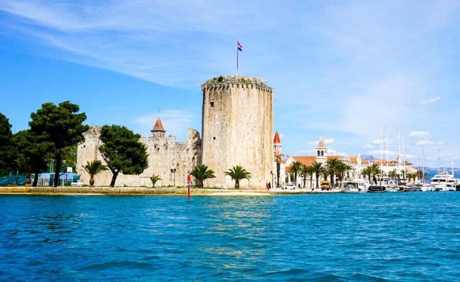 From Split: Blue Lagoon, Šolta, and Trogir Speedboat Tour - Meeting semiSUBMARINE Split: expect wind, speed, and tight seating