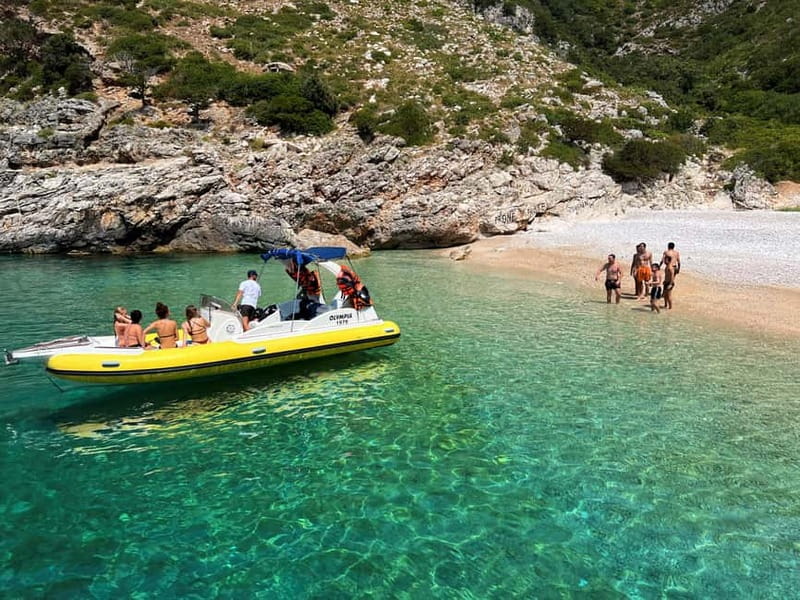 From Vlore: Haxhi Ali Cave & Karaburun Beach Speedboat Tour - Meeting at Olympia Tiki Bar and getting on the water fast