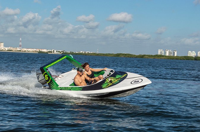Jungle Tour adventure Cancun Speed Boat Through Mangrove - Nichupté Bridge and pirate galleon photo stops