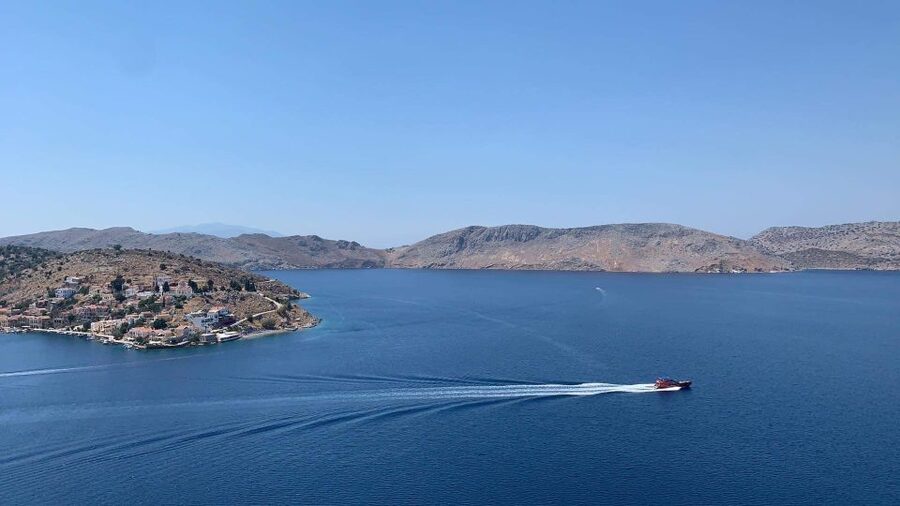 Kiotari, Lardos, Pefkos, & Lindos: Speedboat to Symi Island - St George’s Bay Swim Stop: The Rocks Are the Point
