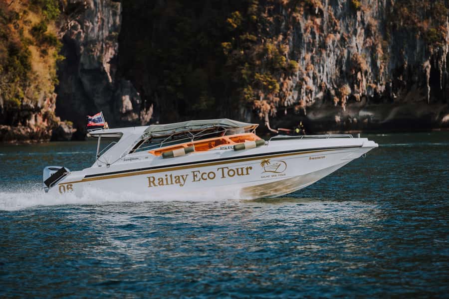 Krabi: 4 Islands Private Luxury Speed Boat Tour - Chicken Island and Railay Beach: photos, short walks, and open water time
