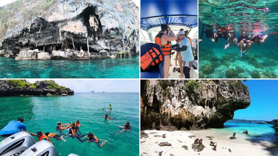 Krabi: Phi Phi Early Bird & 4 Island by Speedboat with Lunch - Chicken Island, Thale Waek, and Ko Poda: how the 4-islands rhythm works