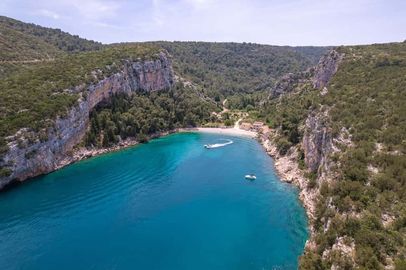 Makarska: 3-island Speedboat Cave & Blue Lagoon Tour - Pokrivenik on Hvar: the first swim stop gets you off the beaten path