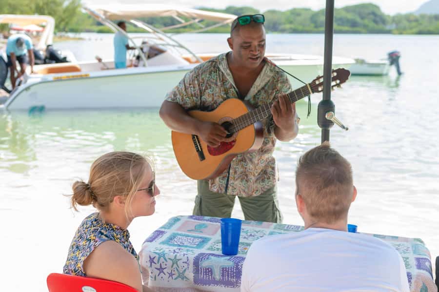 Mauritius: Speedboat Ile aux Cerfs, GRSE Waterfall, BBQ, Bar - The sand-and-BBQ lunch plus open bar: how good value works here