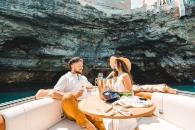 Monopoli: Private Sightseeing Speedboat Tour with Champagne - The coastline route: 12 kilometers, multiple photo pauses, and cave access