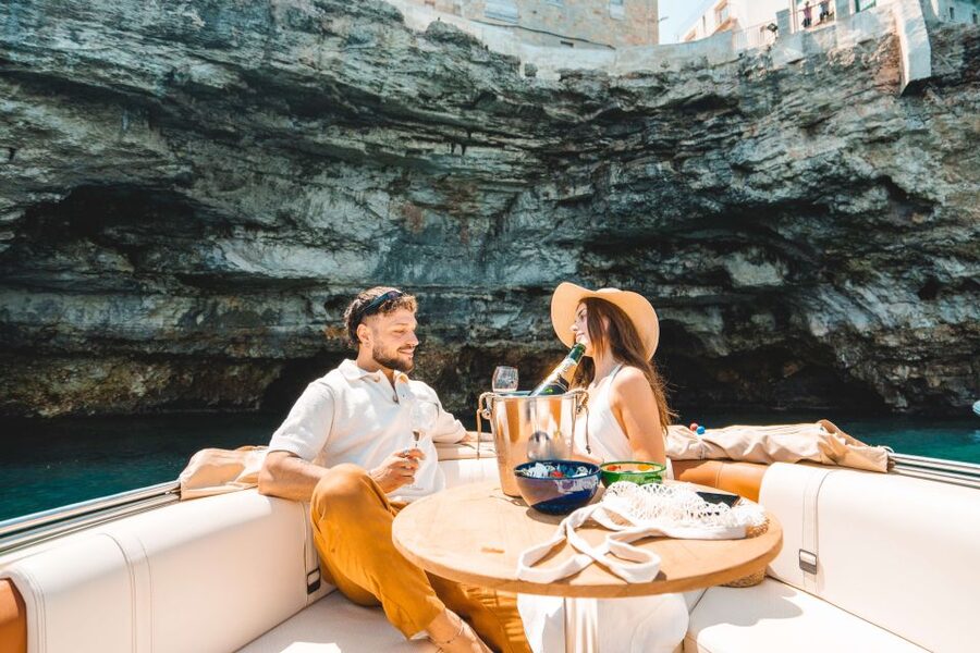Monopoli: Private Sightseeing Speedboat Tour with Champagne - The coastline route: 12 kilometers, multiple photo pauses, and cave access