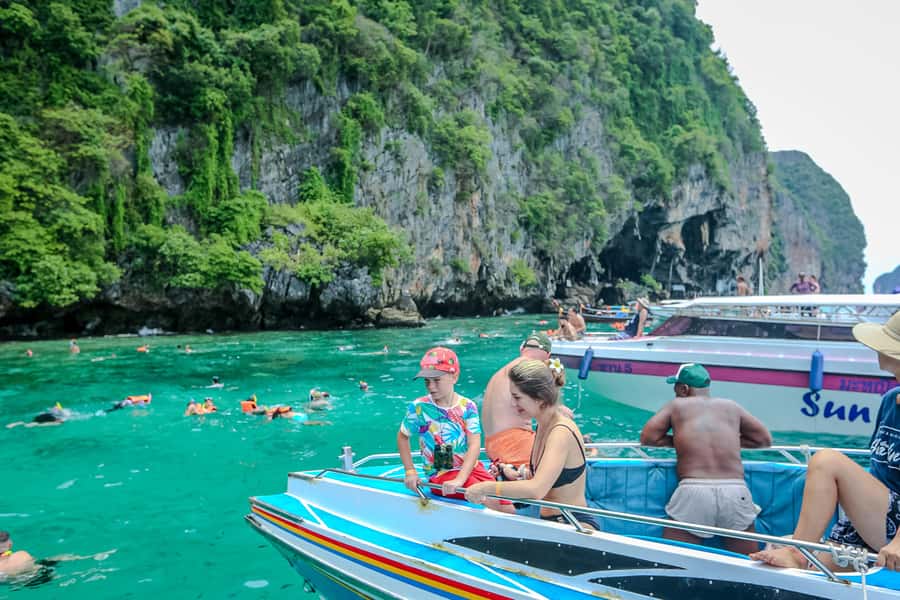 Phi Phi: 7 Islands Speed Boat Tour with Sunset and Plankton - Nui Bay and camel rock: a shorter snorkel you’ll wish was longer