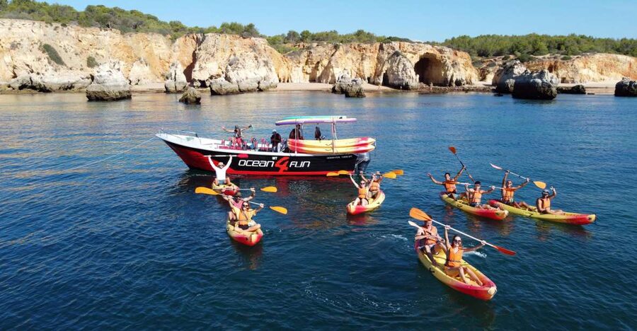 Portimão: Benagil Caves Speedboat and Kayak Guided Tour - When sea conditions change, your day may shift