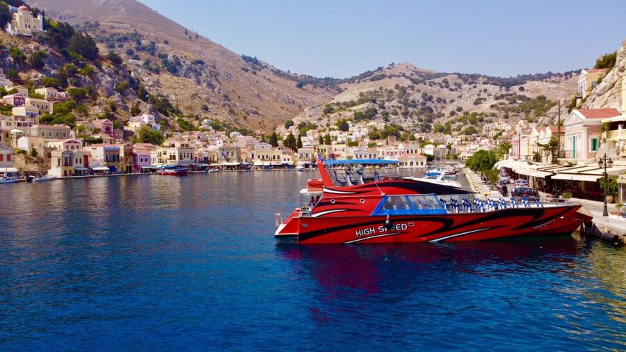 Rhodes: High-Speed Boat to Symi Island and St George's Bay - Boarding in Rhodes: Mandraki Harbor and pickup options