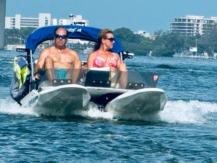 Sarasota: Island Adventures & Catamaran Speedboat Tour - Siesta Key from the water: scenic views plus a guided loop
