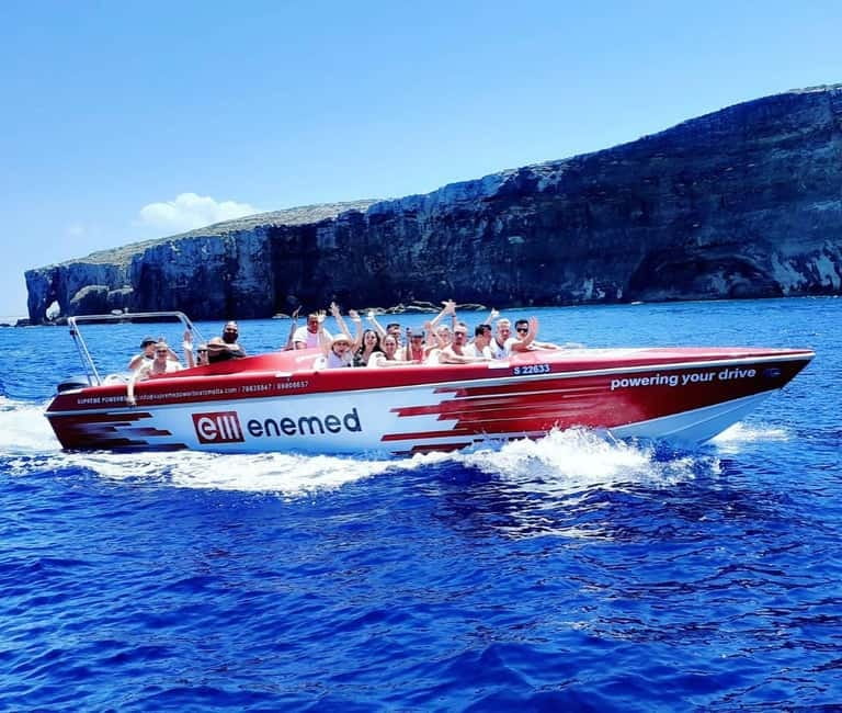 Sliema: Powerboat trip to Gozo & Comino with Caves - The 11:00 powerboat ride: speed, music, and bumpy water reality