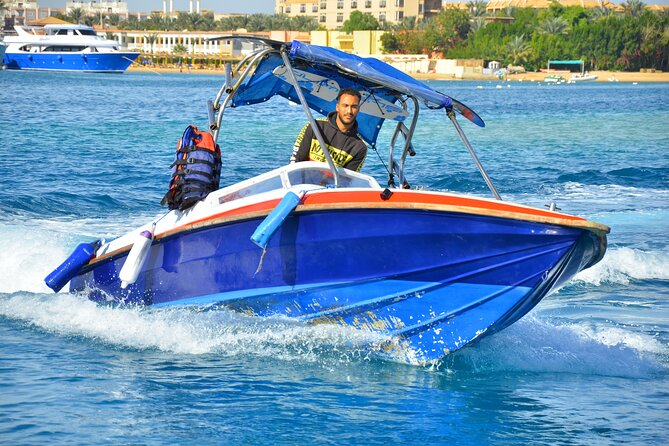 Speed Boat Abo Munkar Island & Water Sport Semi Private-Hurghada - Snorkeling gear and a guide you can actually use