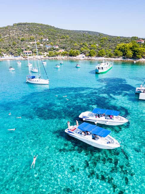 Split/Trogir: Half-Day 3-Island Speedboat Adventure - Stop 1: Blue Lagoon (Krknjaši – Veliki Drvenik) for snorkel and swim time