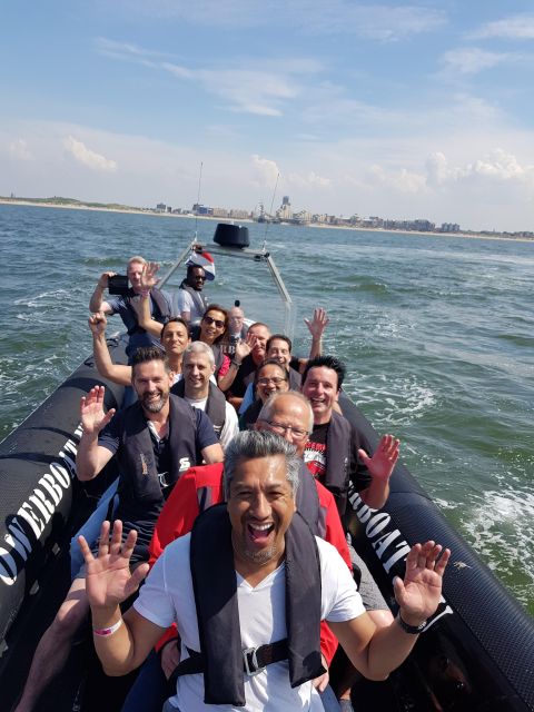 The Hague: Powerboat Tour Scheveningen - From 7 km/h harbor cruising to open-water full throttle