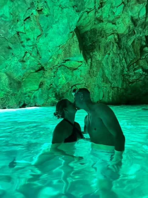 Vlora: Blue Cave and Grama Bay Full-Day Speedboat Tour - Dafina Bay and Dafina Cave: quieter water, cool rock forms