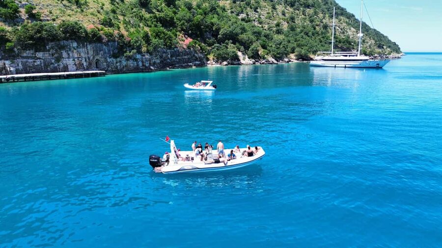 Vlore: Speedboat Adventure Sazan Island & Haxhi Ali Cave - Entering the Day From Vlora: Speedboat energy and a clear route